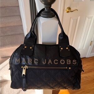 Marc Jacobs Black Quilted Satchel with Gold Stud Logo